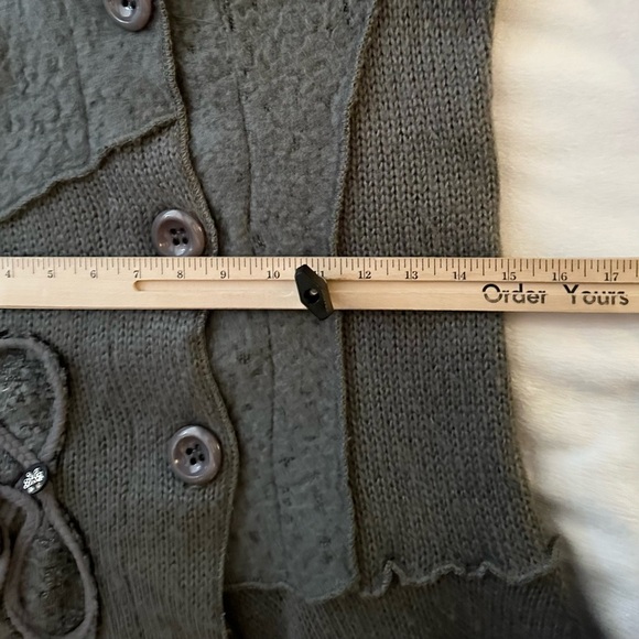 Forla Paris Gray Mixed Media Long Cardigan L Sweater Y2K 90s wool knit braid - Picture 5 of 9